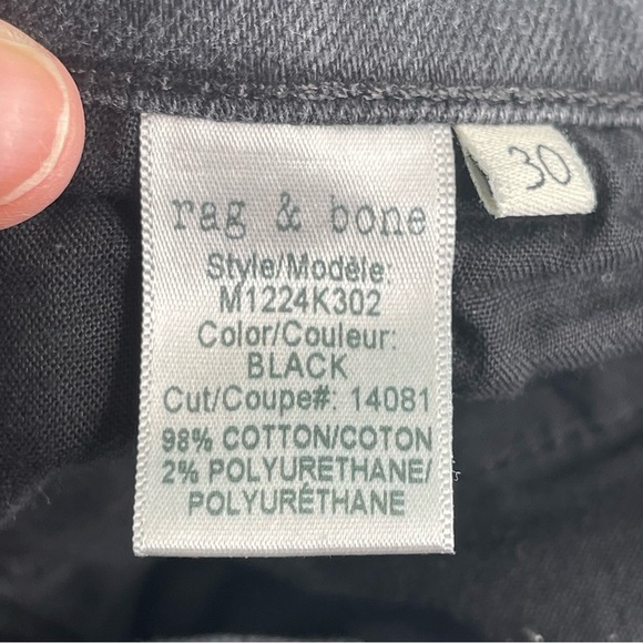 Rag & Bone Fit 1 Extra Slim Skinny Fit Black Authentic Stretch Jean - Picture 8 of 17